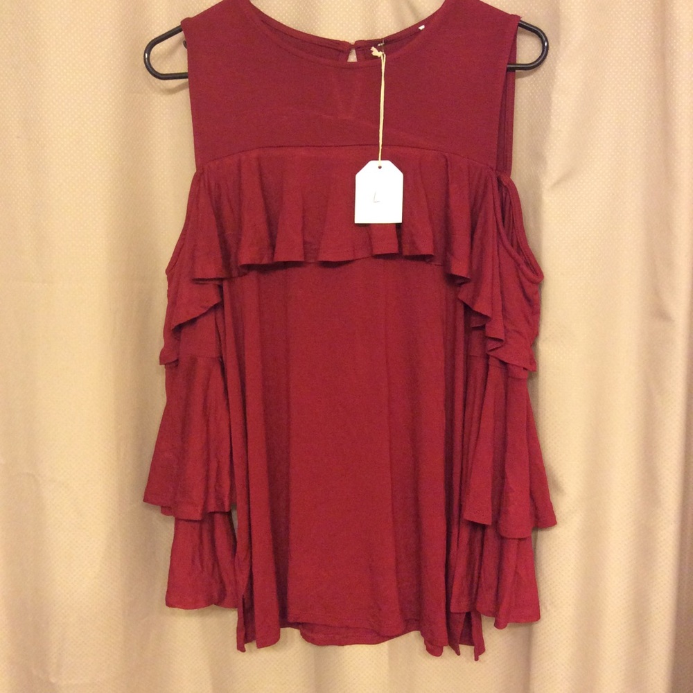 Red Cold Shoulder Top